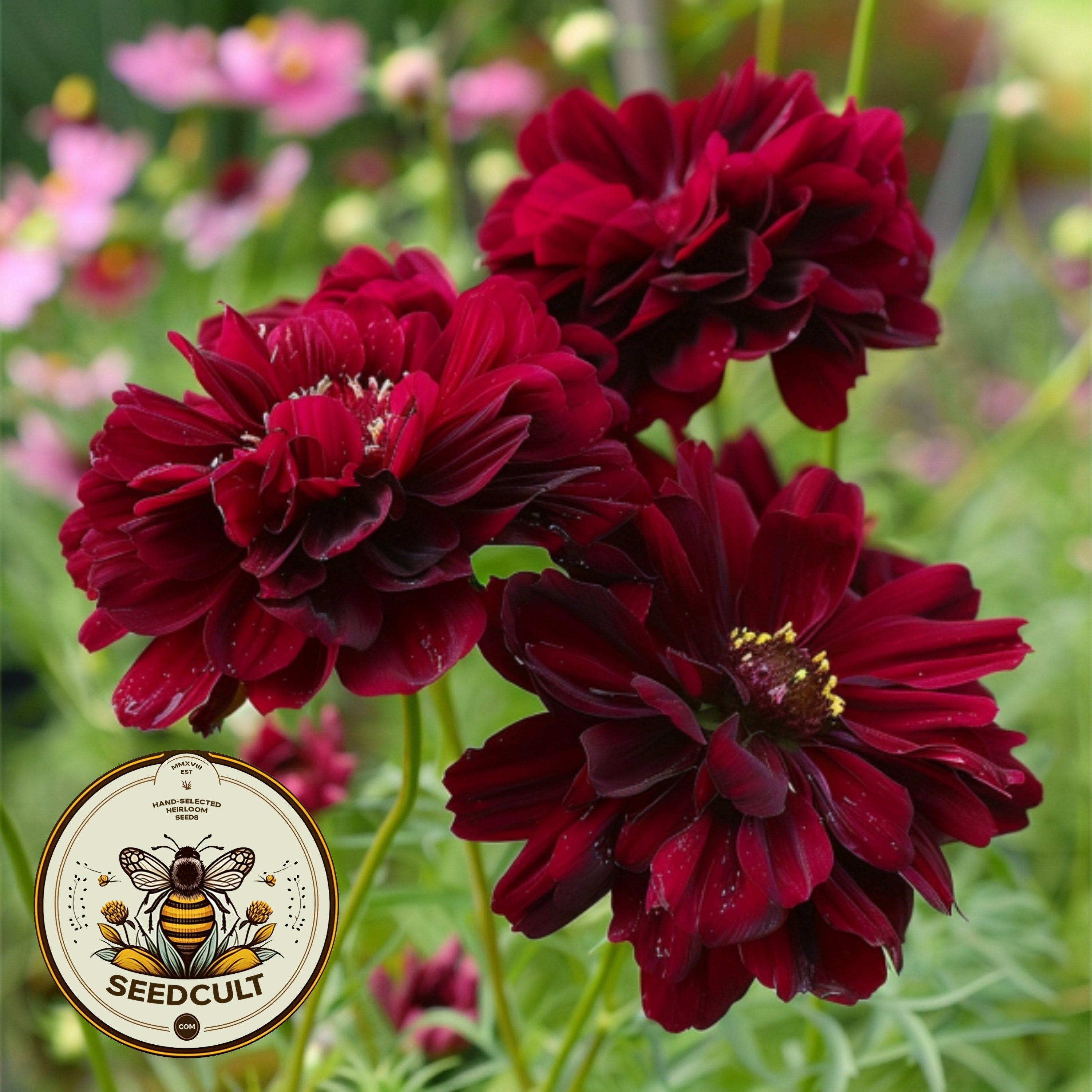 Double Click Cranberries Cosmos Seeds, Cosmos Bippinatus CO1425