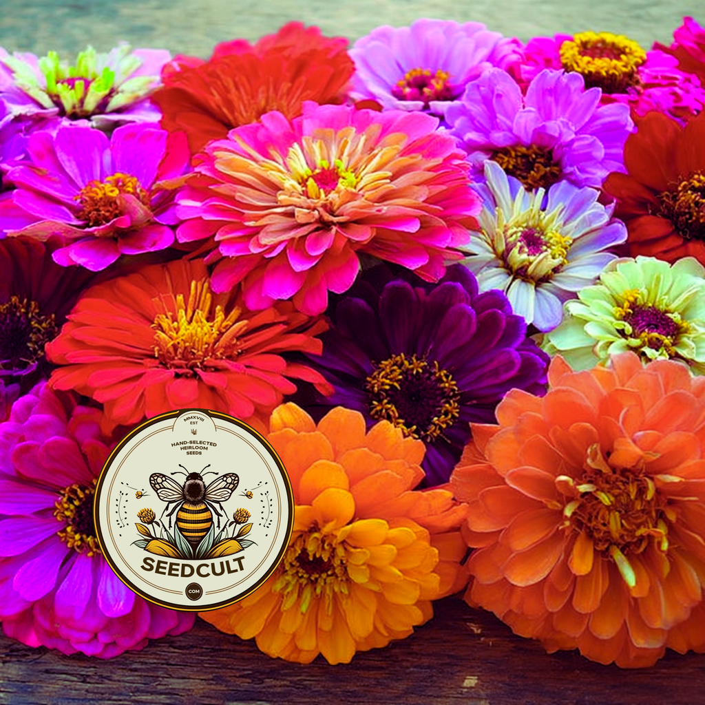 California Giant Zinnia Seeds, Rainbow Color Mix, Zinnia Elegans ZE021C