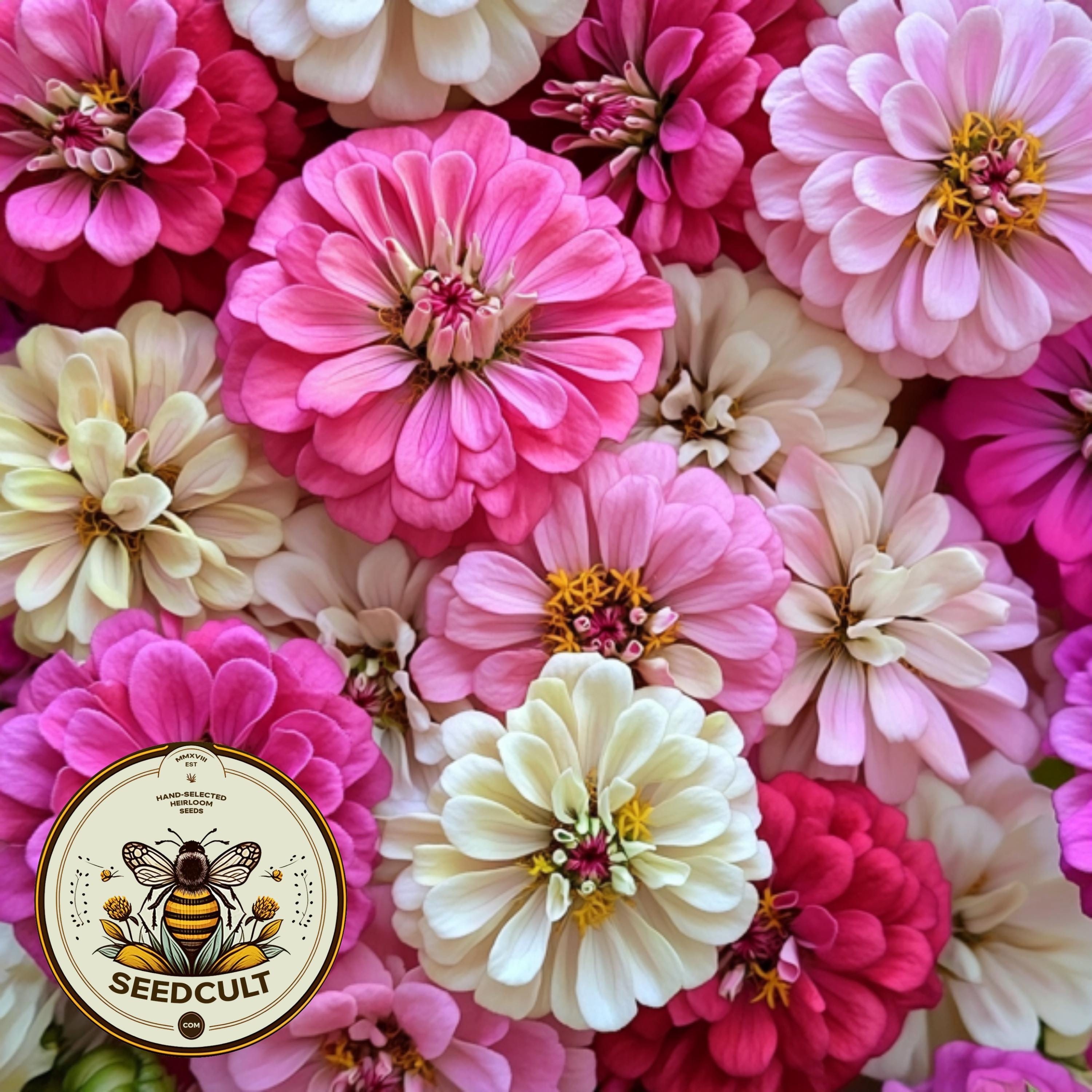 Strawberries and Cream Zinnia Seeds Mix, Hot Pink, Pale Pink and