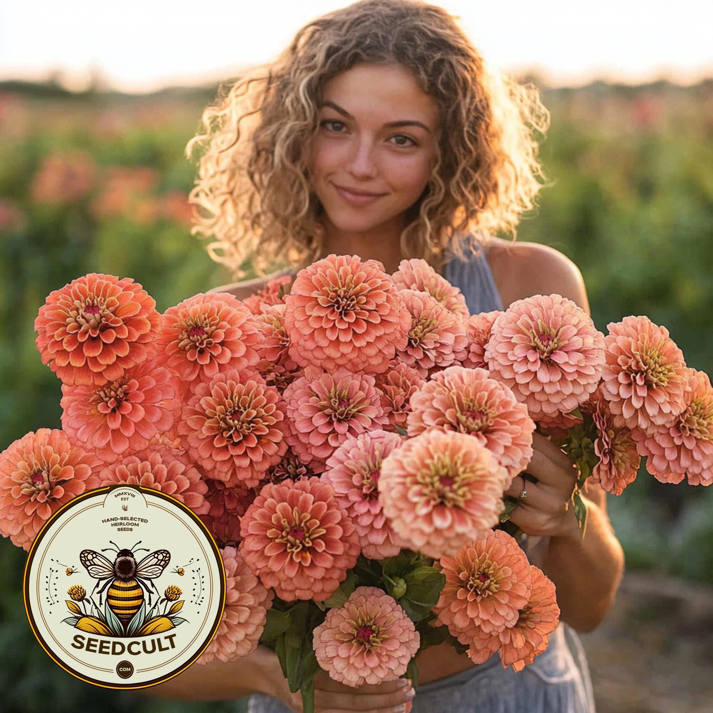 Benarys Giant Salmon Rose Zinnia Seeds, Largest Giant Zinnias, Zinnia Elegans ZE3725
