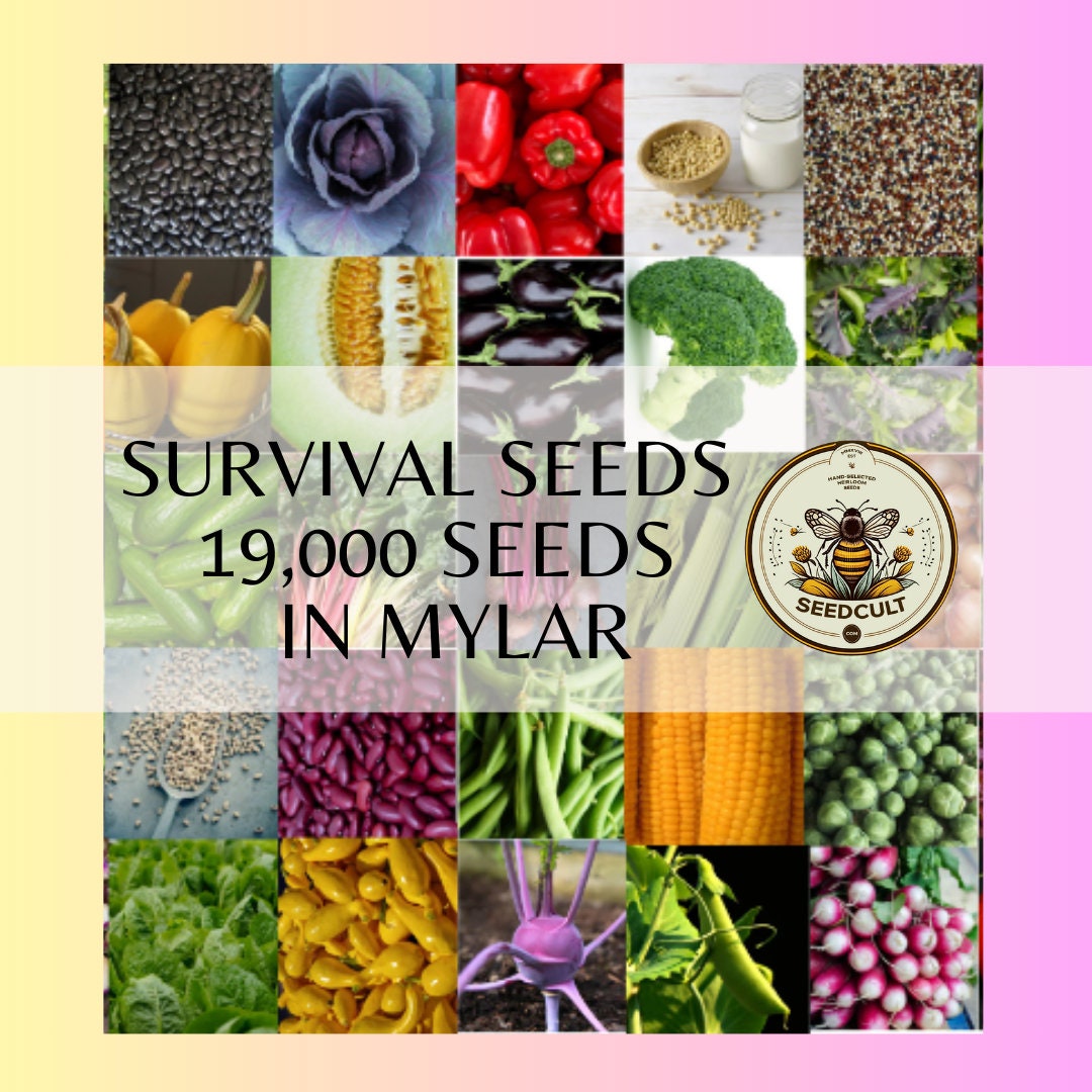 SURVIVAL SEED KIT 19,000 seeds in Resealable Mylar with Oxygen pack and Dwarf Moringa, 03SS35