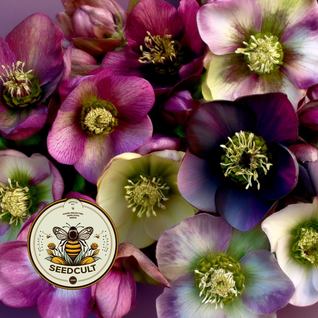 Midnight Garden Hellebore Mix Seeds, Heleborus Orientalis, Black, Purple, Lavender, Bicolor Mix, HL7110