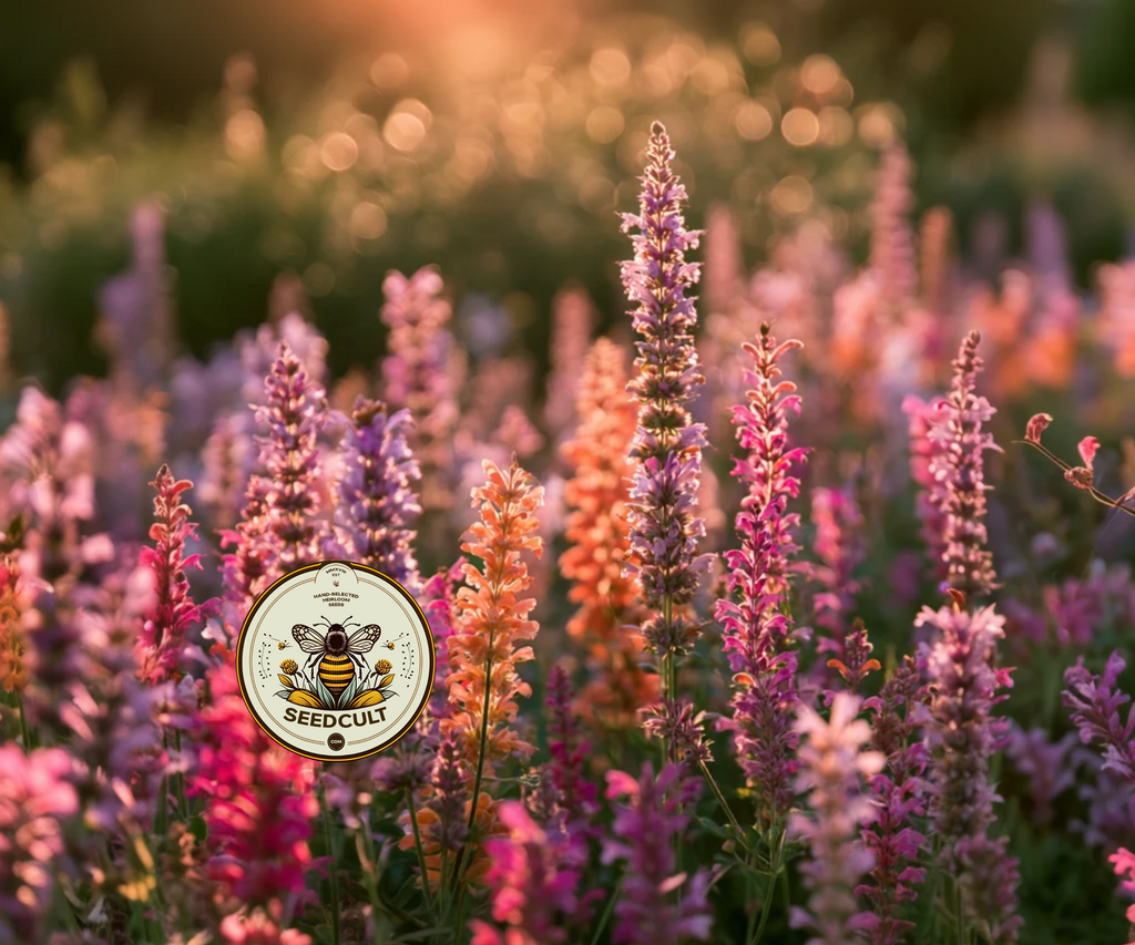 Fragrant Carpet Agastache Seeds, Rainbow Mix, Hummingbird Mint, Lilac, Pink, Orange, Yellow, Agastache Aurantiaca, AG0525