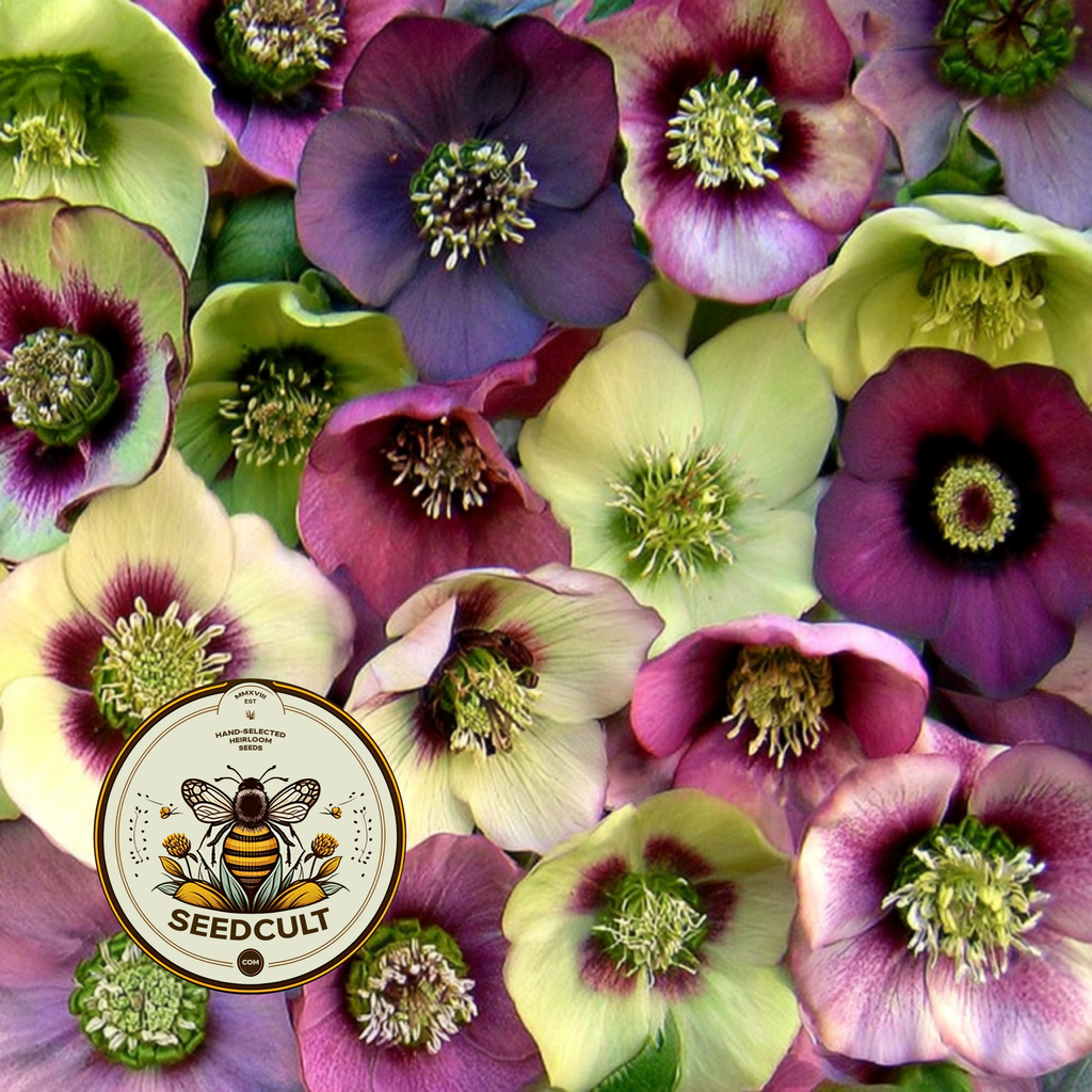 Midnight Garden Hellebore Mix Seeds, Heleborus Orientalis, Black, Purple, Lavender, Bicolor Mix, HL7110