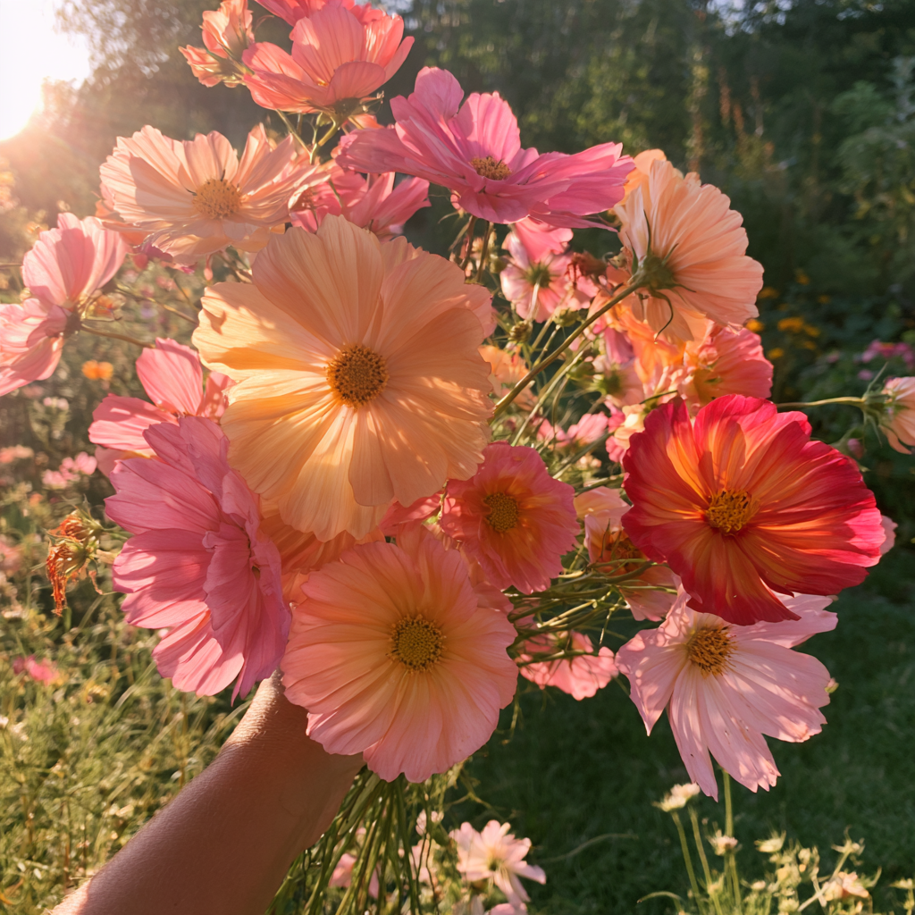 Electric Lemonade Cosmos Seeds, Rubenza x Apricot Lemonade, Peach, Orange, Red, Hot Pink, Yellow, CO2525