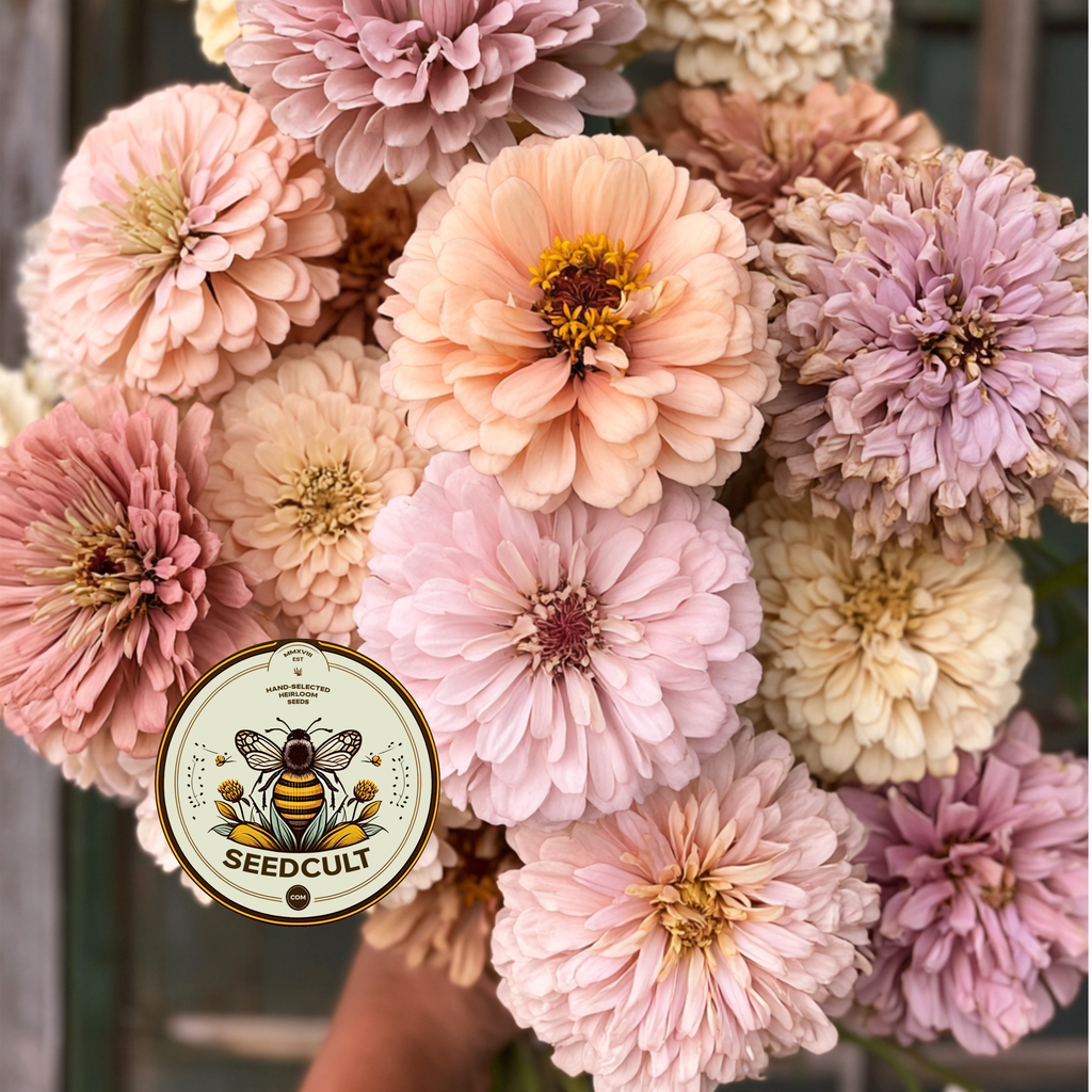 Pastel Mix Zinnia Seeds, Peach, Light Pink, Lilac, Mauve and Cream, ZE5425