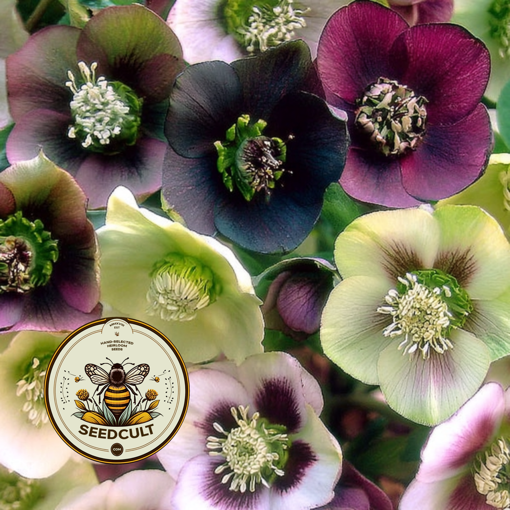 Midnight Garden Hellebore Mix Seeds, Heleborus Orientalis, Black, Purple, Lavender, Bicolor Mix, HL7110