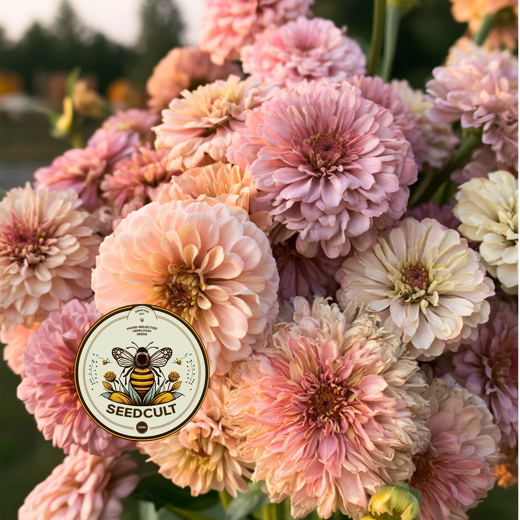 Pastel Mix Zinnia Seeds, Peach, Light Pink, Lilac, Mauve and Cream, ZE5425
