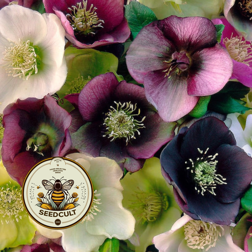 Midnight Garden Hellebore Mix Seeds, Heleborus Orientalis, Black, Purple, Lavender, Bicolor Mix, HL7110