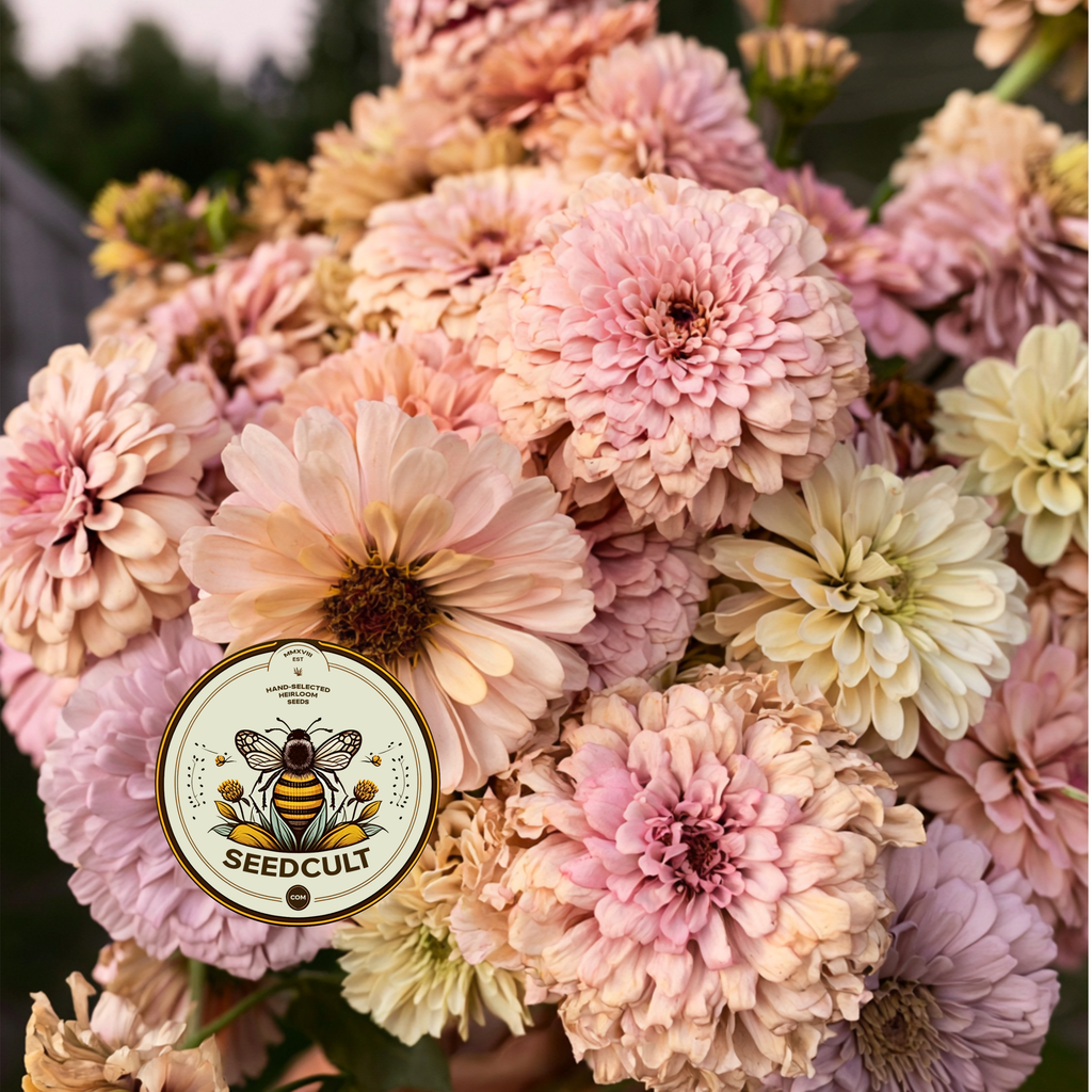 Pastel Mix Zinnia Seeds, Peach, Light Pink, Lilac, Mauve and Cream, ZE5425