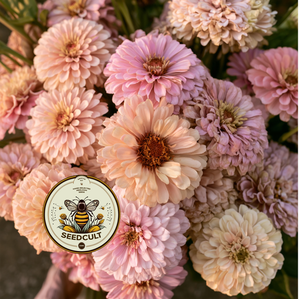 Pastel Mix Zinnia Seeds, Peach, Light Pink, Lilac, Mauve and Cream, ZE5425