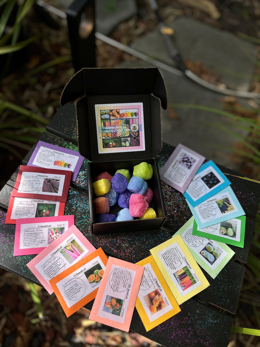 Rainbow Fuel Garden Seed Collection in Gift Box, Rainbow Food, Sampler, 14 Individual Packs, 01RF14